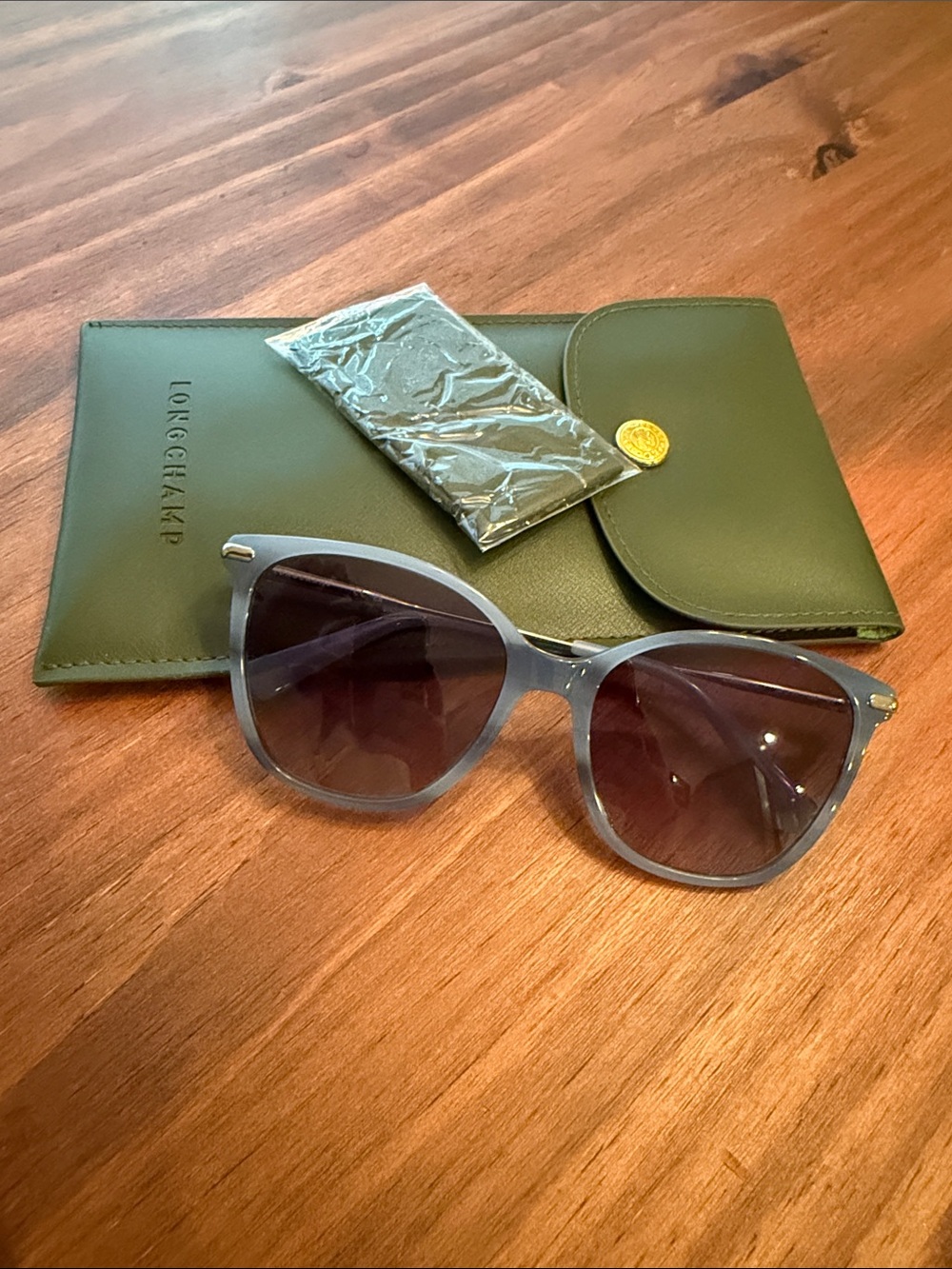 Longchamp Blue Sunglasses with Olive Case